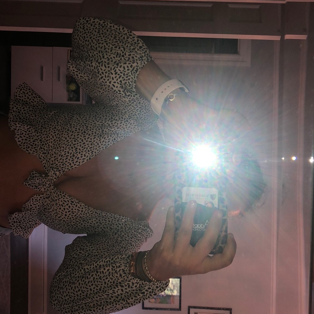 Polka dot tie crop top